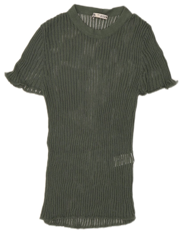 Bluză din tricot pentru femei Zara UK 8 Small Green Viscose