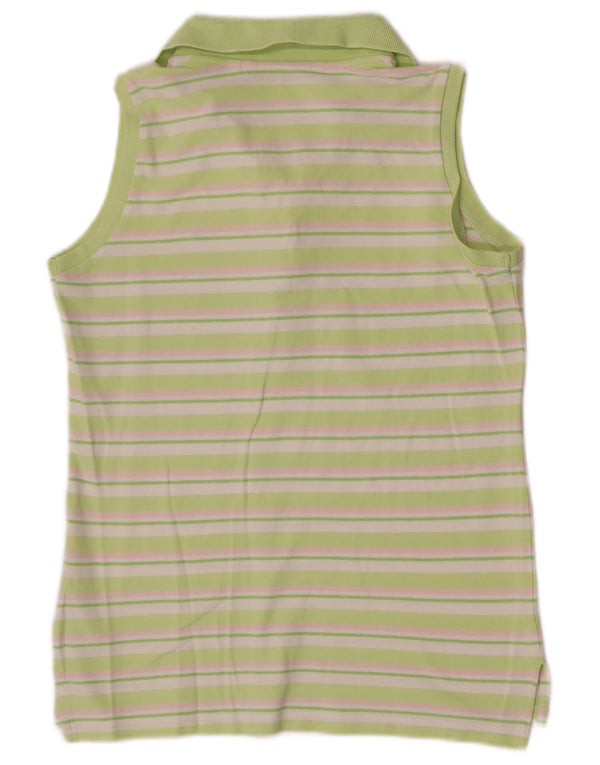 Tricou polo fără mâneci Tommy Hilfiger pentru femei UK 12 Medium Green Striped