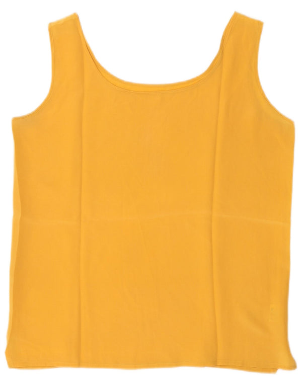 Crop Top fără mâneci vintage pentru femei UK 12 Medium Yellow Silk
