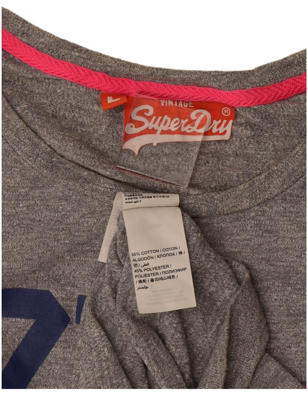 Tricou grafic Superdry pentru femei Top UK 14 mare bumbac gri