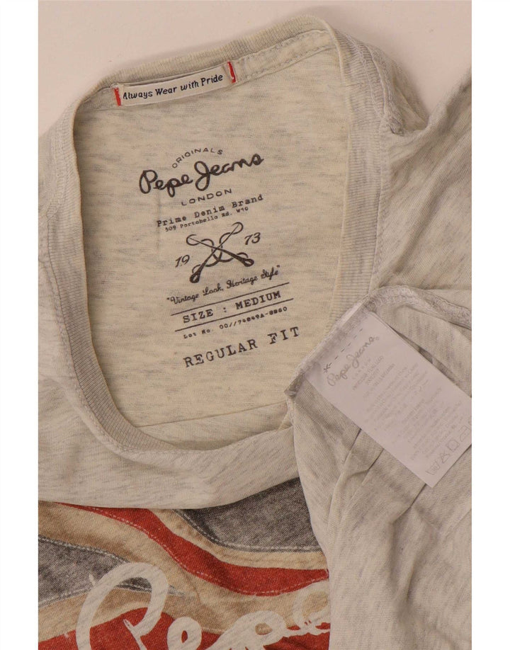 Tricou grafic pentru bărbați PEPE Jeans, cu croială normală, top, bumbac, gri mediu