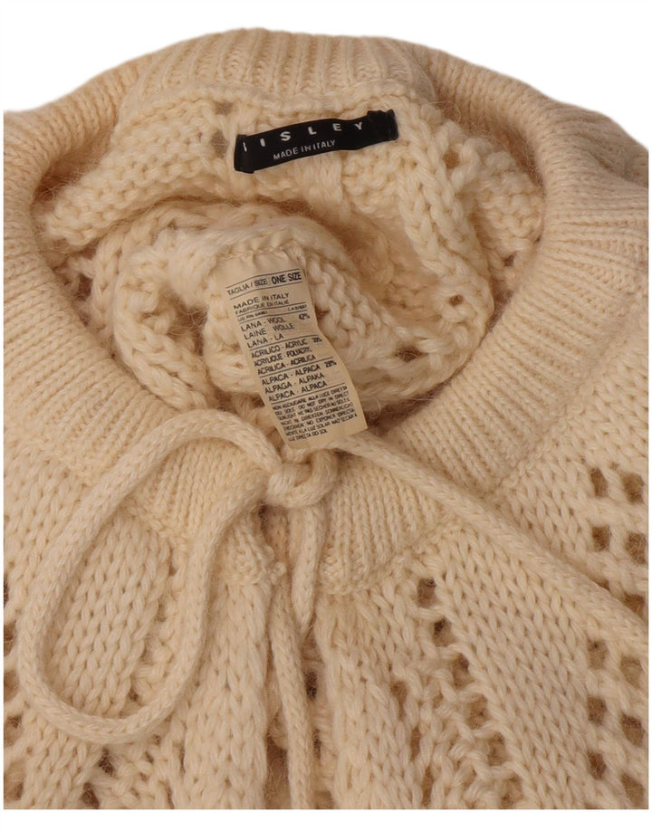 Jumper Poncho Sisley pentru damă, mărime unică, din lână albă