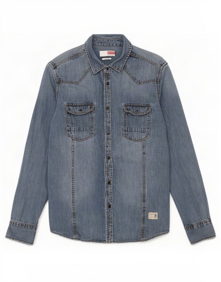 Cămașă din denim pentru bărbați Mustang, bumbac albastru mediu