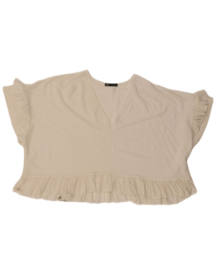 Bluză supradimensionată pentru femei Zara UK 14 Medium Off White