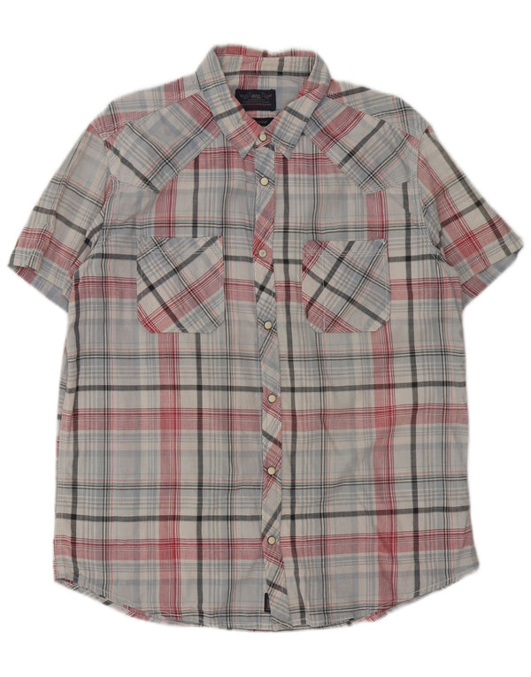 Cămașă cu mânecă scurtă pentru bărbați Rifle 2XL, bumbac cu carouri albastre