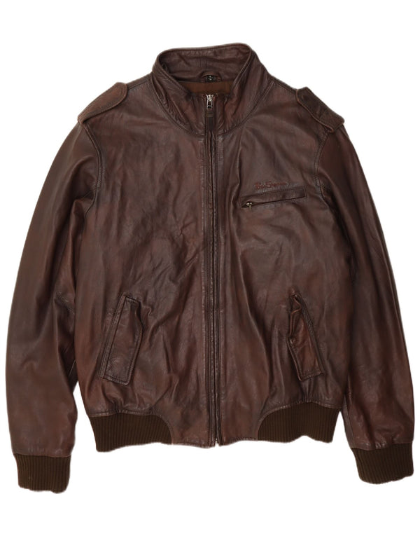 Jachetă militară din piele pentru bărbați Ben Sherman UK 42 XL maro