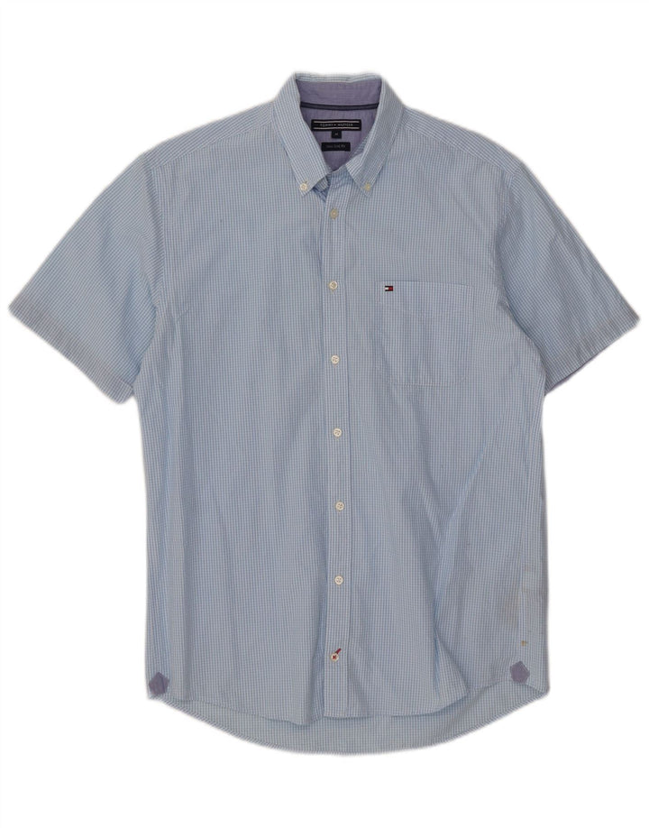 Cămașă cu mânecă scurtă pentru bărbați Tommy Hilfiger New York Fit, albastru mediu Gingham