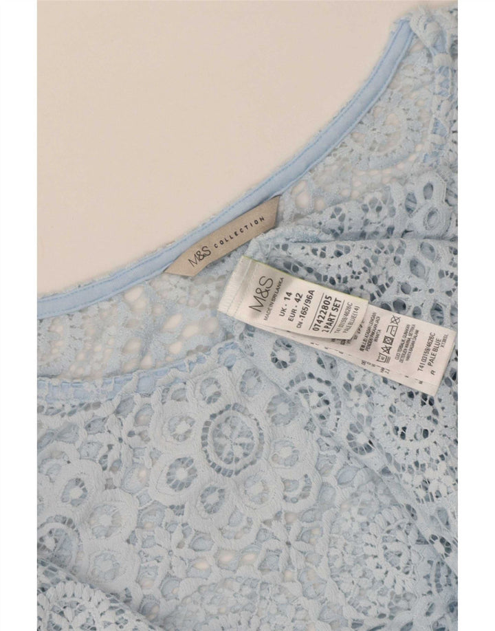Bluză pentru femei Marks & Spencer, UK 14, mare, albastru, cu flori din poliamidă
