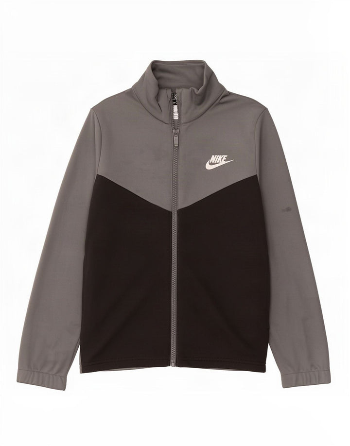 Jachetă de trening cu grafică Nike pentru băieți 8-9 ani, gri mic, color block