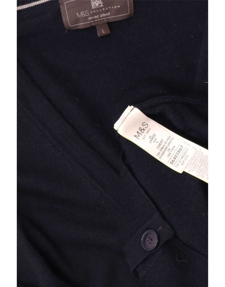 Cardigan pentru bărbați Marks & Spencer, mare, acrilic, albastru bleumarin