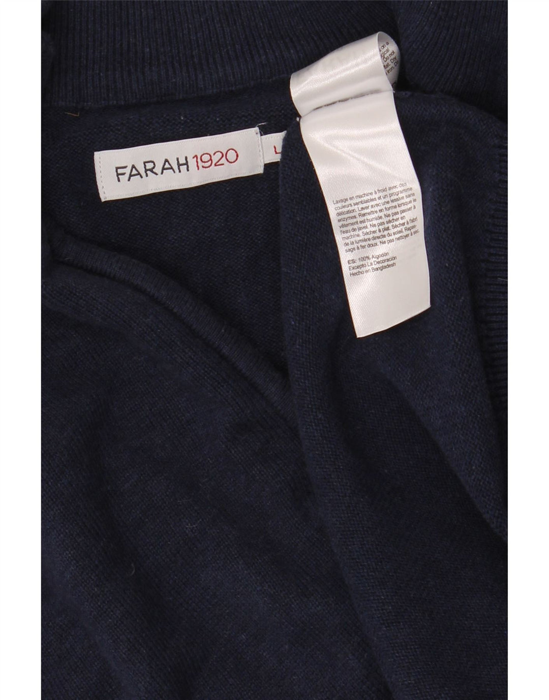Pulover pentru bărbați Farah, cu fermoar, cu gât, din bumbac mare, albastru