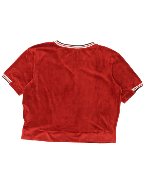 Bluză Oversized Crop Velour pentru Femei Benetton UK 16 Large Burgundy