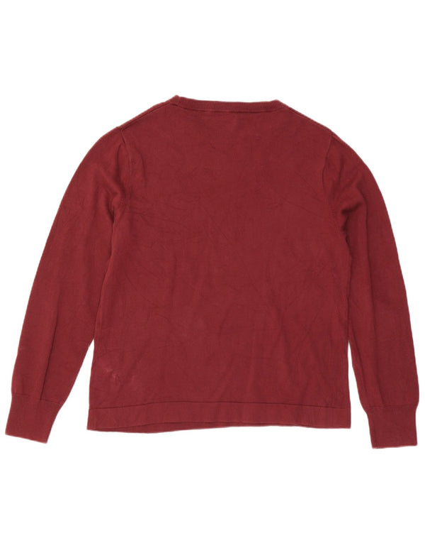 J. Crew Pulover pentru damă cu gât de barcă, UK 14, bumbac burgundy mare