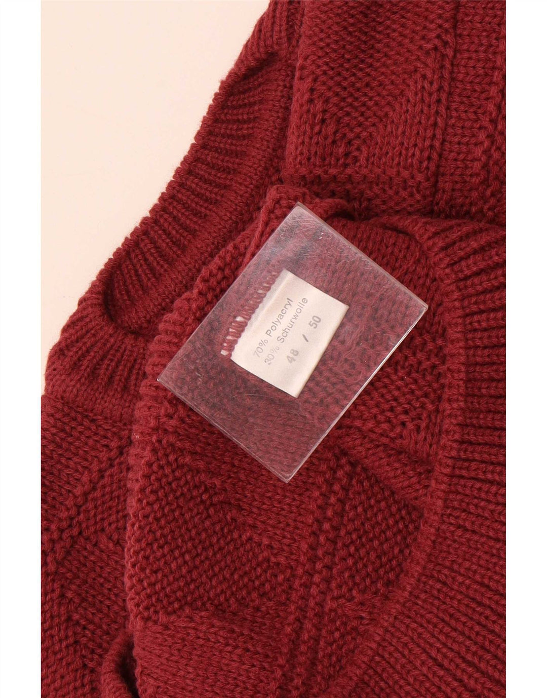 Pulover vintage pentru bărbați cu gât roșu IT 48/50 Medium Maroon Argyle/Diamond
