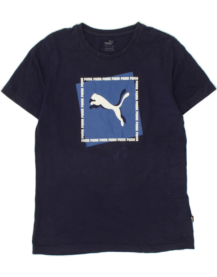 PUMA Mens Graphic T-Shirt Top Small Navy Blue Cotton Vintage Puma and Second-Hand Puma from Messina Hembry 