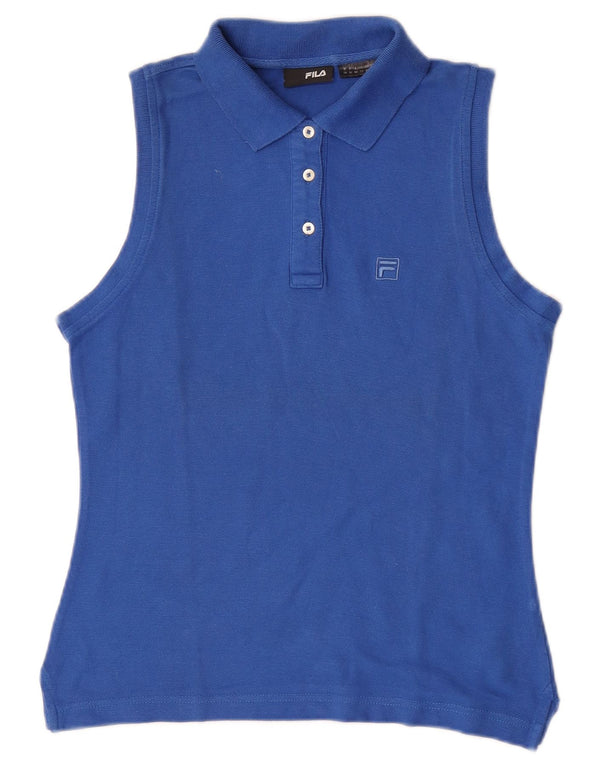 Tricou polo fără mâneci Fila pentru femei UK 12, bumbac albastru mediu