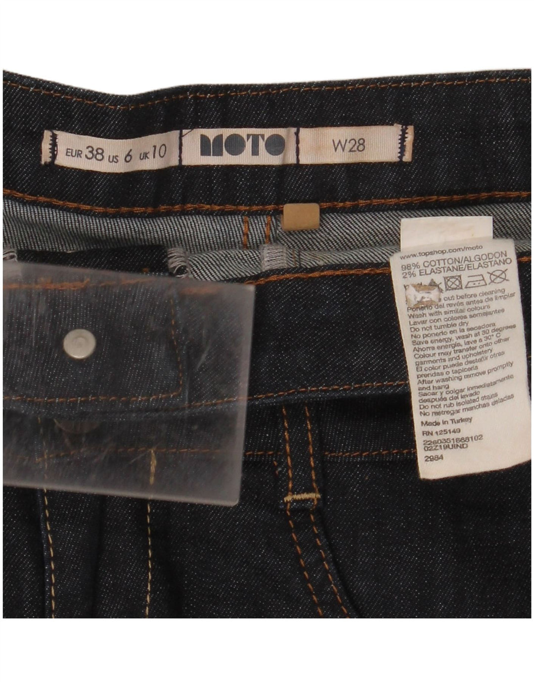 Pantaloni scurți din denim cu talie înaltă pentru femei MOTO UK 10 Small W28 Bumbac bleumarin