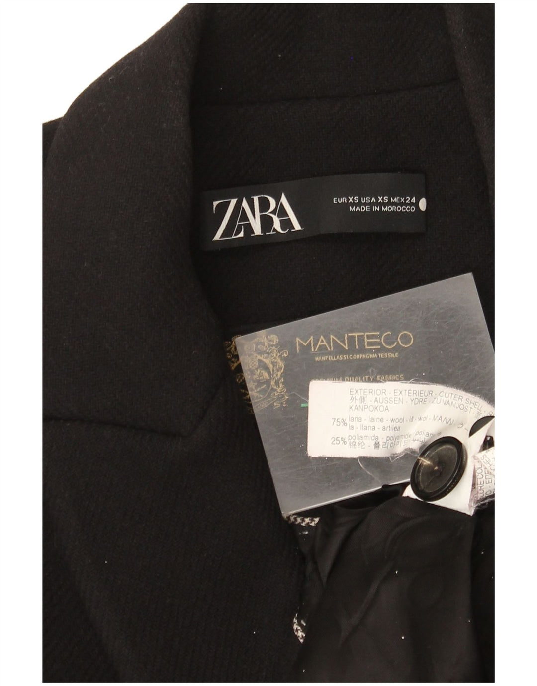 Pardesiu pentru femei Zara UK 6 XS Lână neagră