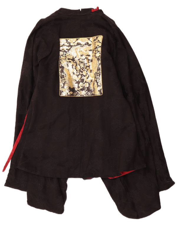Bluză vintage cu mânecă lungă pentru femei Poncho Top UK 12 Medium Black Floral