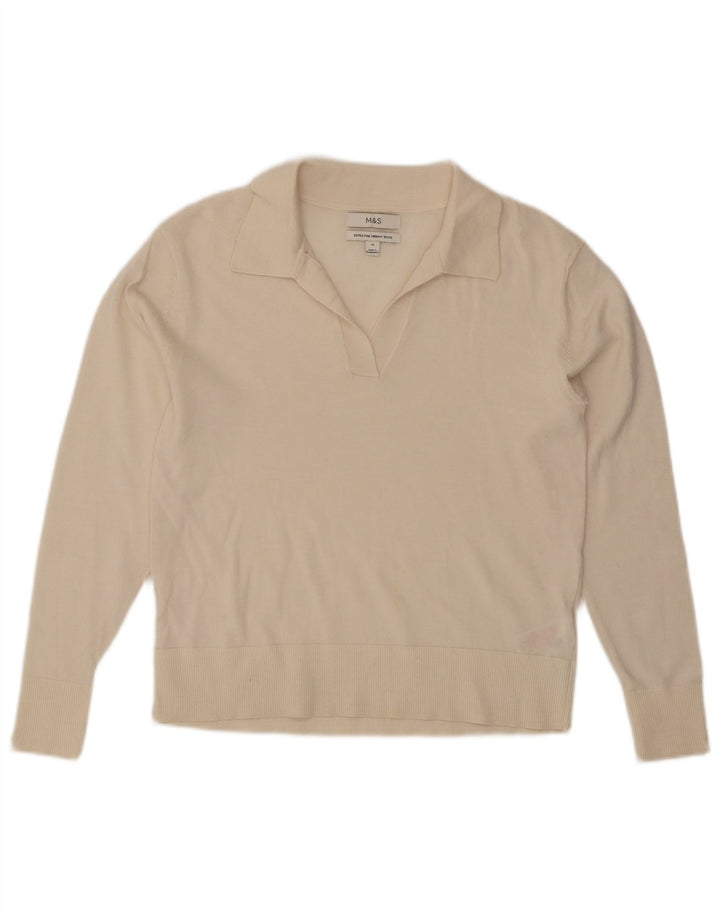 Marks & Spencer Pulover cu gât polo pentru femei UK 12 Medium Off White