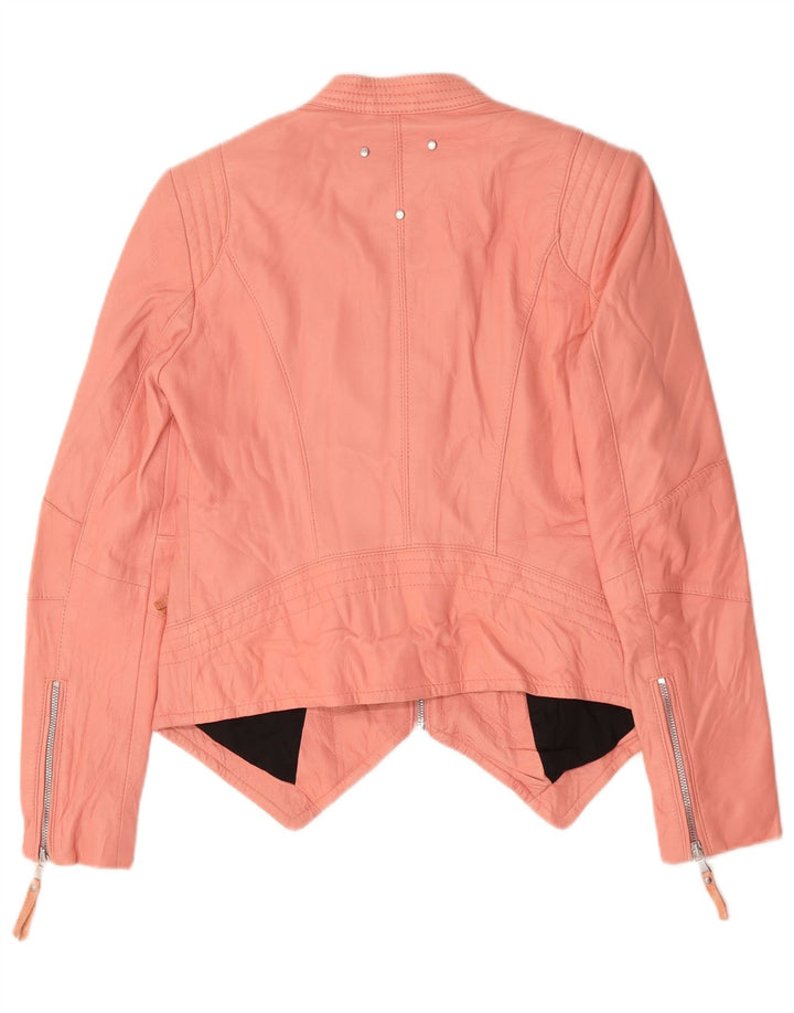 Jachetă de piele crop pentru femei Be Edgy UK 14, piele mare, roz