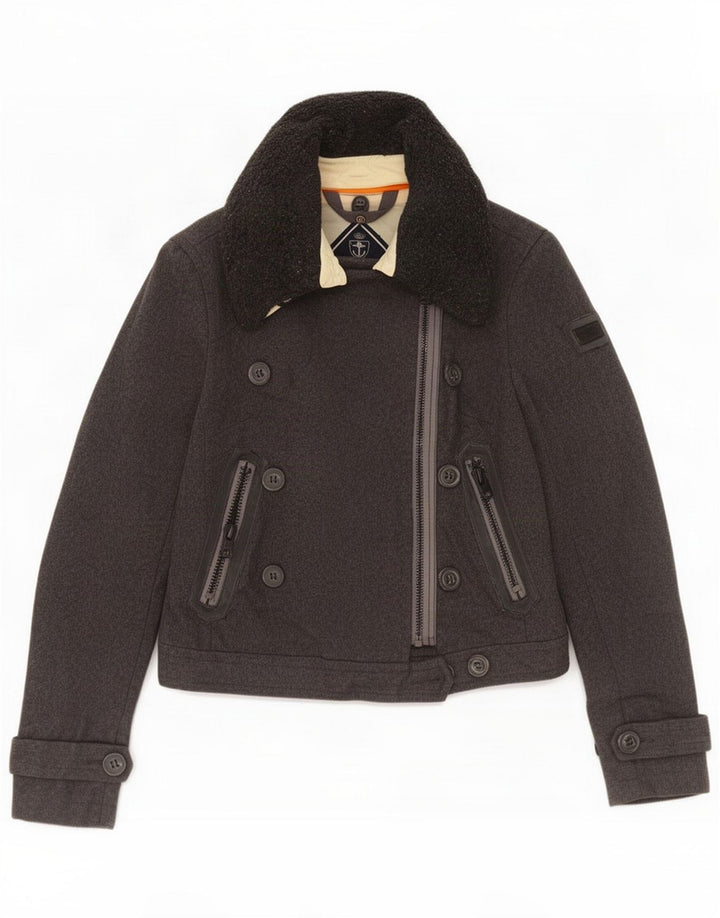 Bomber Superdry pentru femei UK 14 Medium Gri Lână