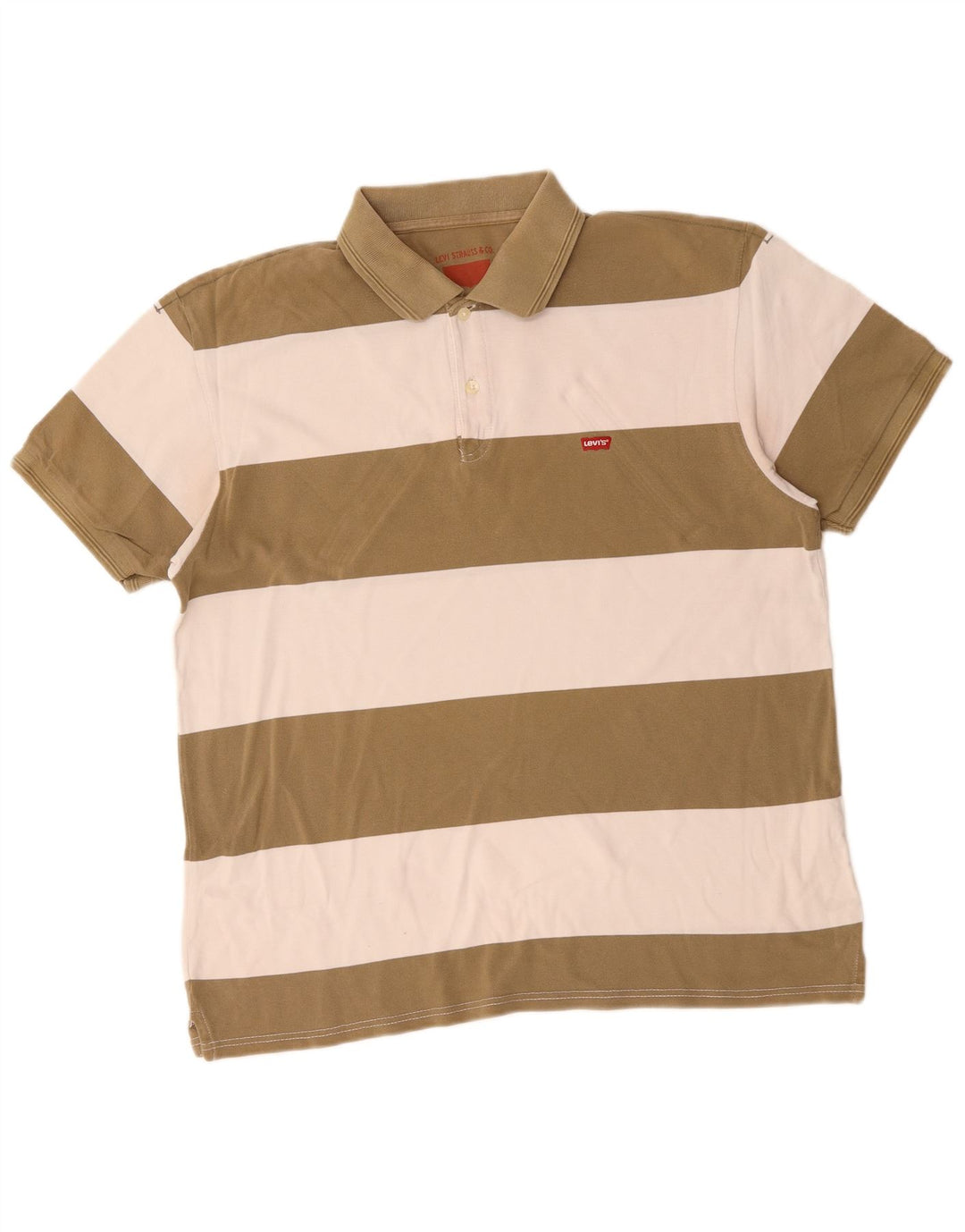Tricou polo rugby LEVI'S pentru bărbați, bumbac cu dungi kaki