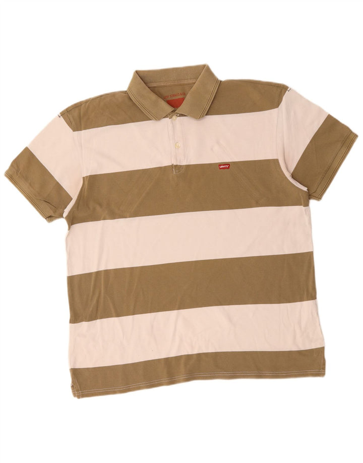 Tricou polo rugby LEVI'S pentru bărbați, bumbac cu dungi kaki
