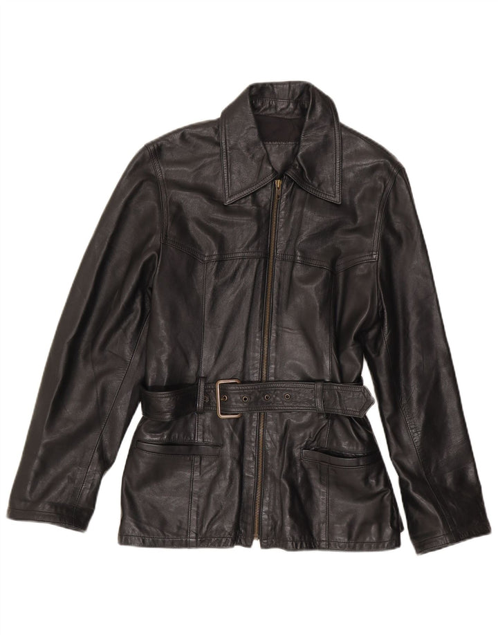 Geaca de piele vintage pentru femei IT 44 Medium Black Leather