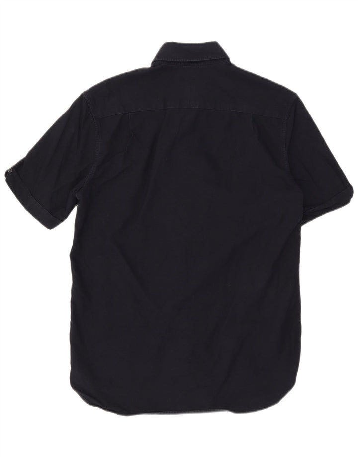 FRED PERRY Cămașă cu mânecă scurtă pentru bărbați, bumbac, albastru bleumarin