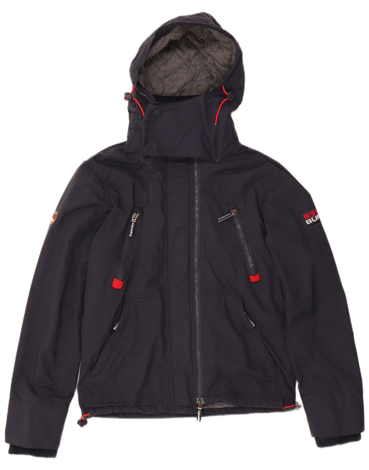 Jachetă de vânt cu glugă Superdry pentru bărbați Marea Britanie 38, nailon mediu albastru bleumarin