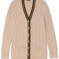 Pulover cardigan pentru femei Ralph Lauren UK 14 bumbac alb mediu