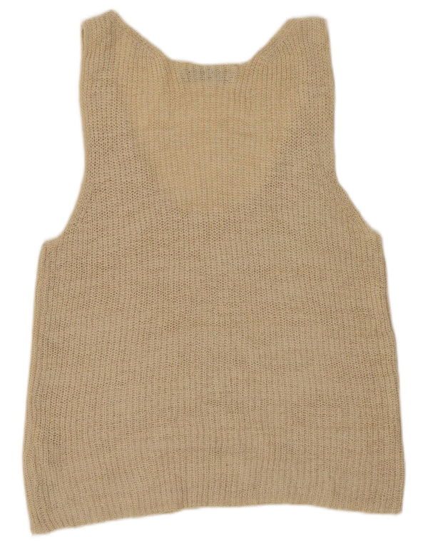 Zara Femei Vest Tank Top UK 14 Mare Bej Acrilic