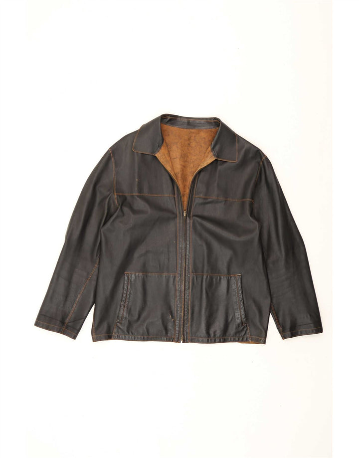 Jachetă de piele reversibilă vintage pentru bărbați EU 56 3XL maro