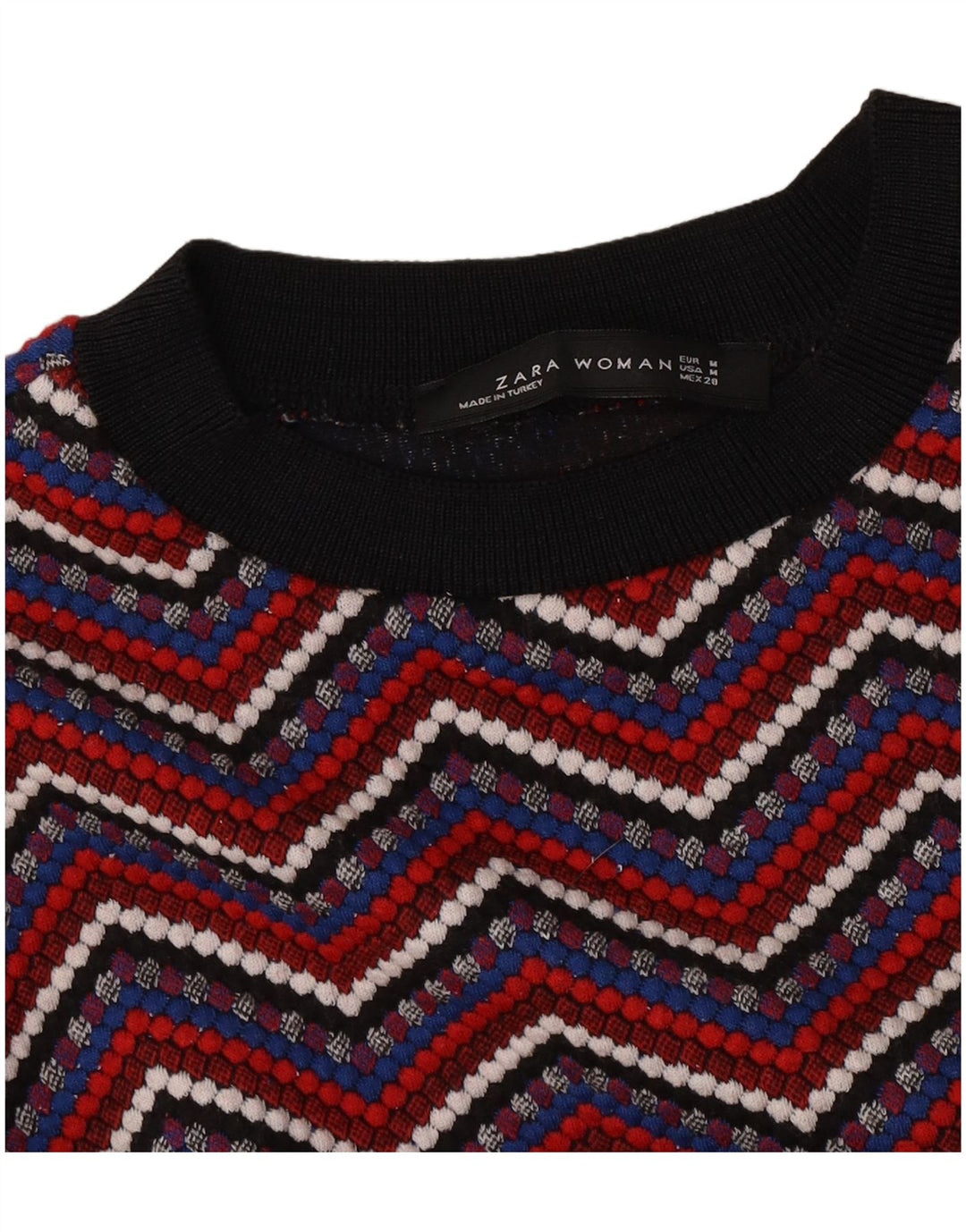 Crop Top pentru femei Zara cu mânecă lungă UK 12 Medium Multicolor Chevron