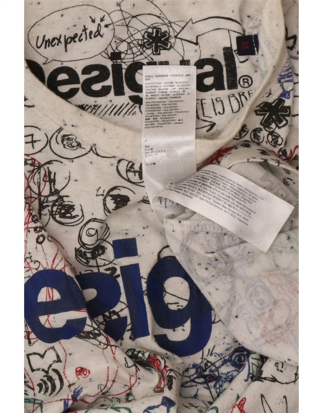 DESIGUAL Tricou grafic cu model abstract pentru bărbați Top, bumbac alb mediu