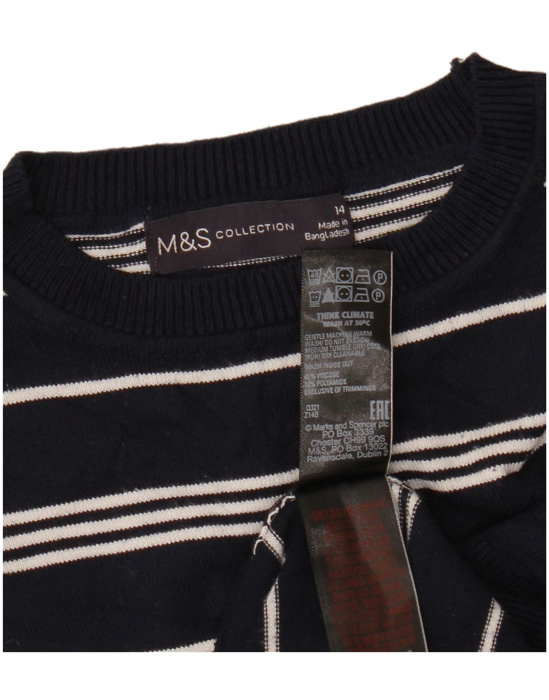 MARKS & SPENCER Pulover Crop Crew Deck pentru femei UK14 Medium Bleumarin