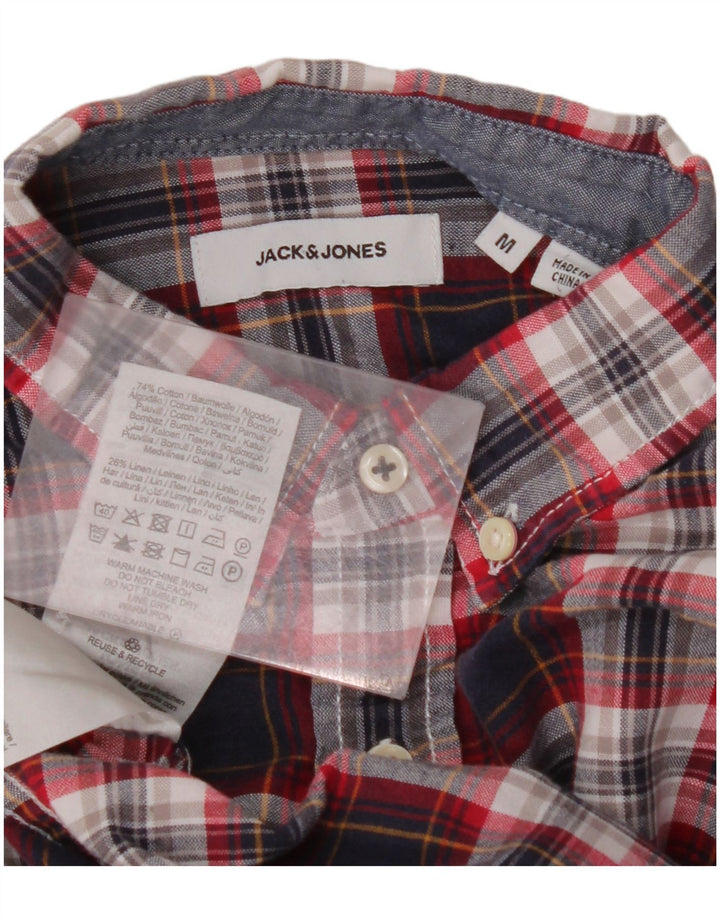 Cămașă pentru bărbați JACK & JONES, bumbac cu carouri, albastru marin mediu