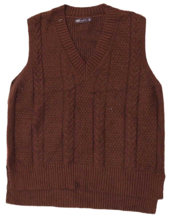 Marks & Spencer Womens Vest Tank Top UK 16 Poliester maro mare