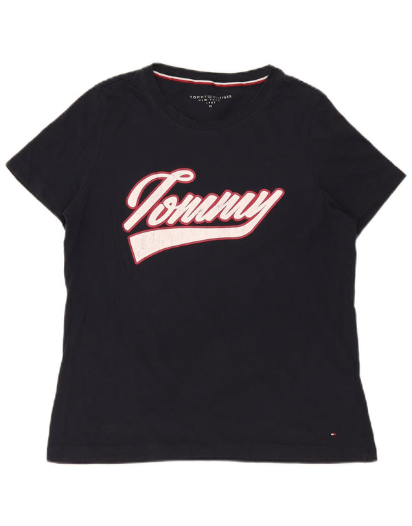 Tricou cu grafic Tommy Hilfiger pentru femei Top UK 14 Medium Bleumarin Bumbac