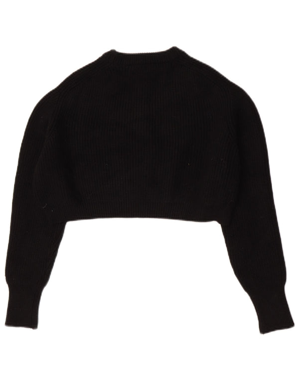 Pulover de damă Zara Crop oversized cu decolteu triplu UK 10 Mic Negru
