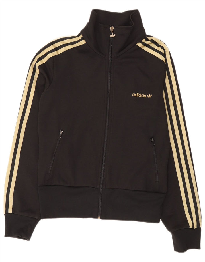 Jachetă de top pentru trening Adidas pentru femei UK 12, bumbac mediu negru