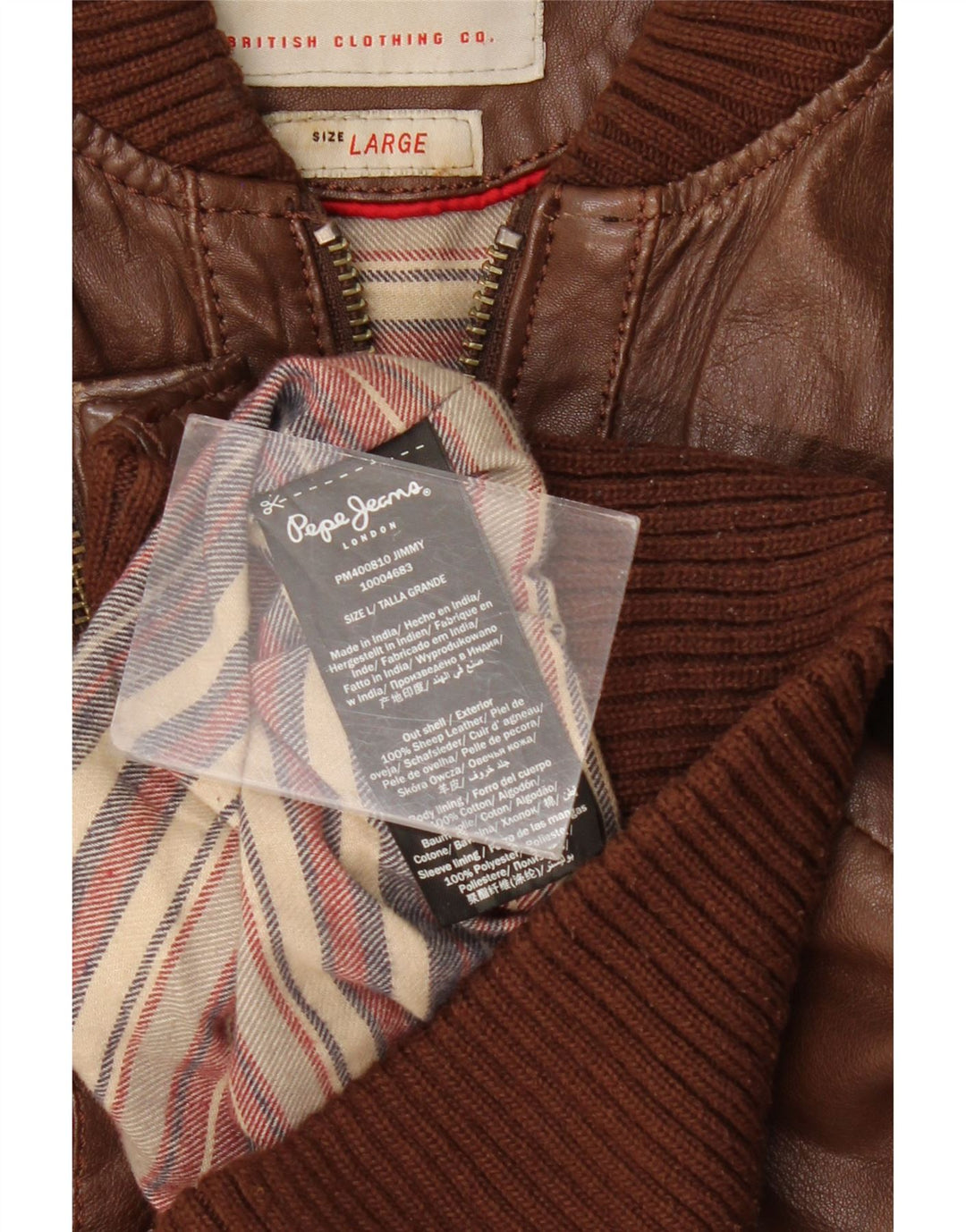 Jachetă de piele pentru bărbați PEPE Jeans UK 40, maro, piele mare