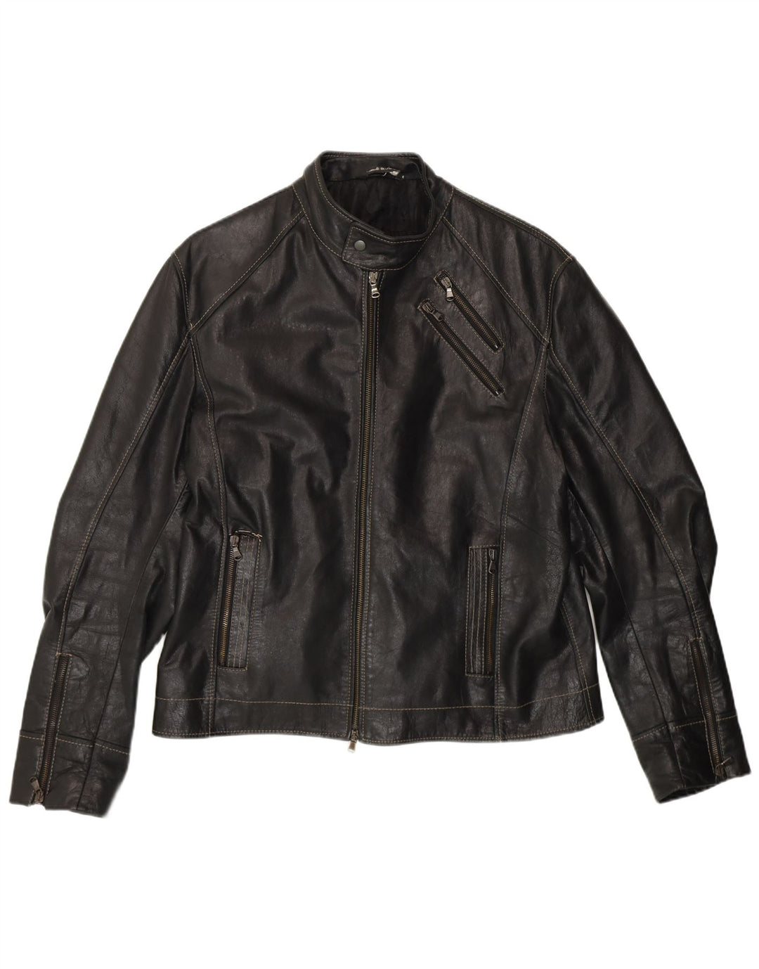 Jachetă din piele pentru bărbați VINTAGE UK 40, mare, neagră