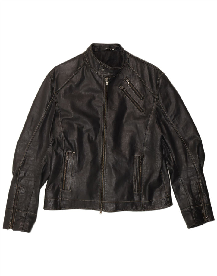 Jachetă din piele pentru bărbați VINTAGE UK 40, mare, neagră