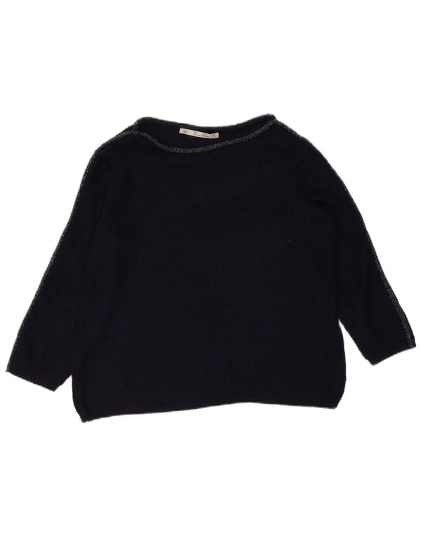 Pulover supradimensionat pentru femei Zara, cu gât de barcă, UK 16, mare, bleumarin