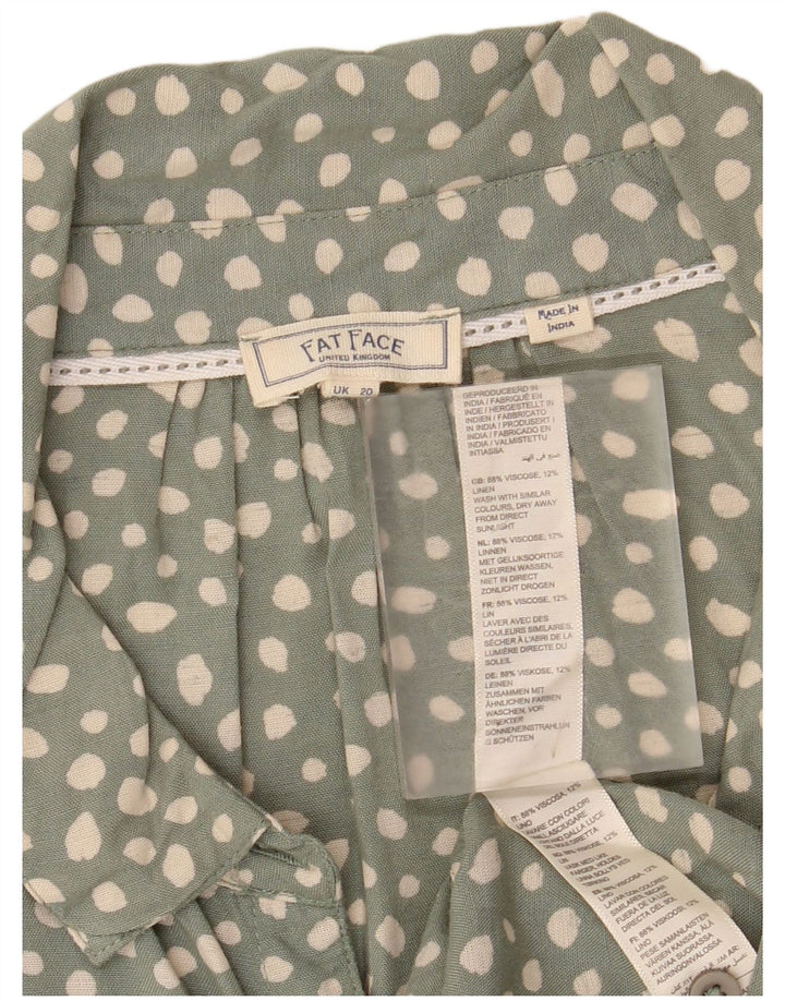FAT FACE Bluză cămașă cu cravată în față pentru femei UK 20 2XL Green Spotted
