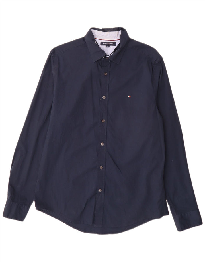 Cămașă pentru bărbați Tommy Hilfiger, bumbac mediu albastru bleumarin