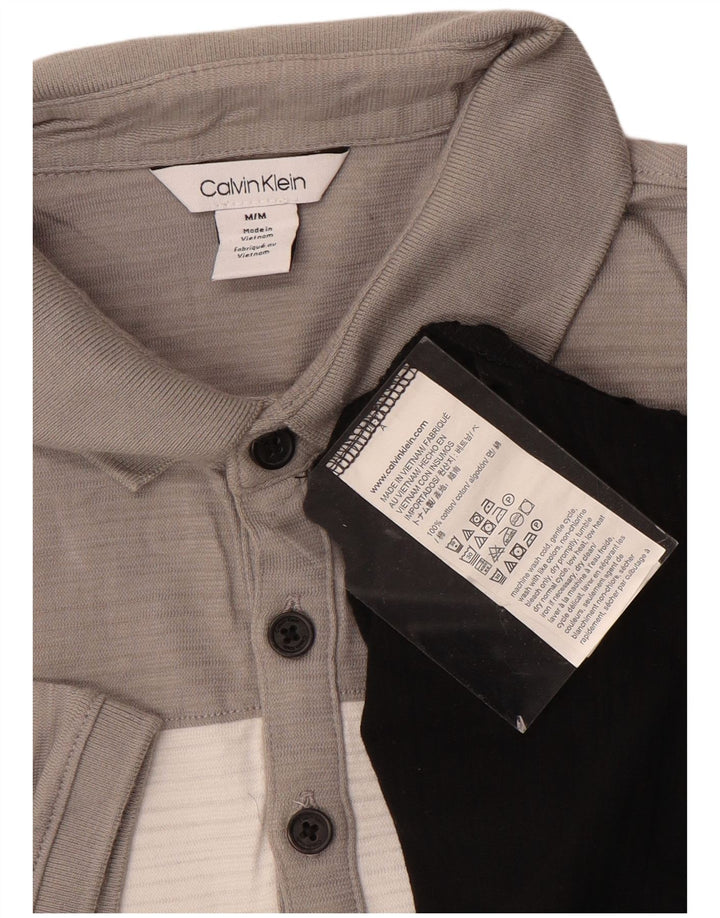 Cămașă polo CALVIN KLEIN pentru bărbați, bumbac color bloc negru mediu