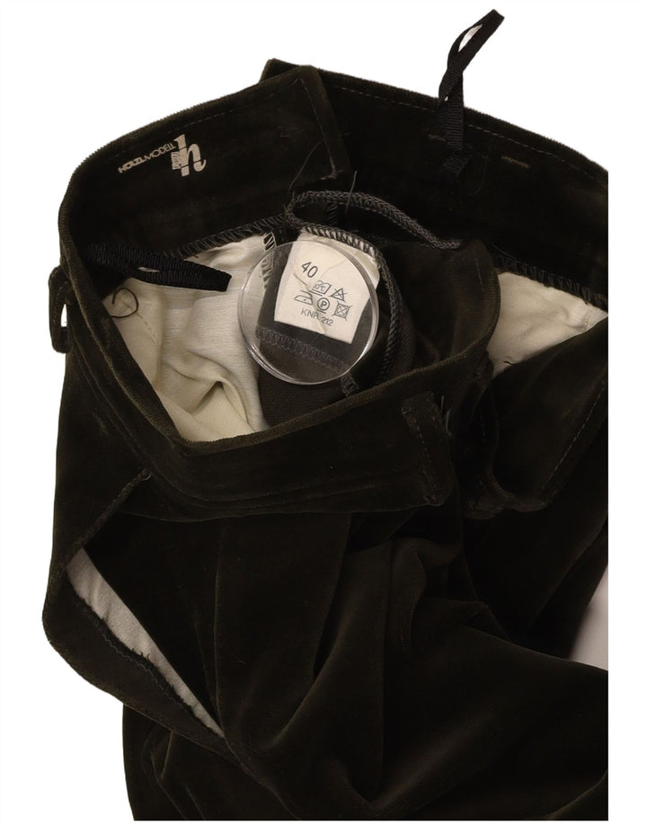 VINTAGE Pantaloni de damă din catifea cu etrier EU 40 Mediu L27 L29 Bumbac verde